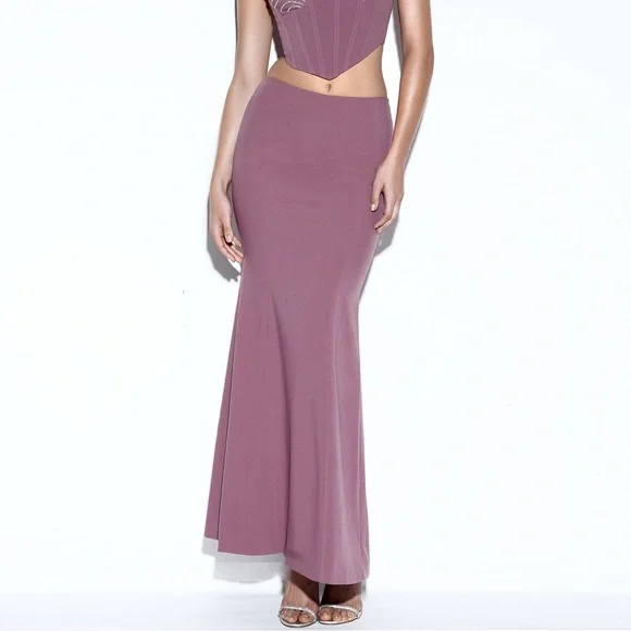 NWT Miss Circle Delice Mauve pale purple Flare mermaid style Maxi Skirt - Picture 3 of 7
